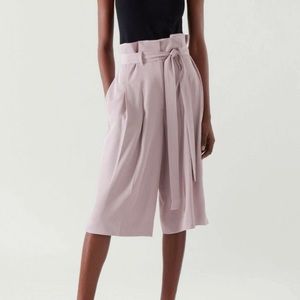COS High Waisted Pink Paperbag Culotte, Size 2